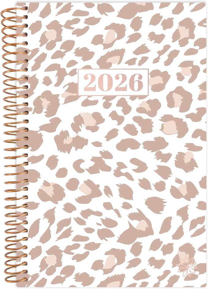 bloom daily planners 2026 Pocket Planner - 4” x 6” - (January 2026 - December 2026) - MINI Weekly/Monthly Agenda Organizer & Calendar Book - Tan Leopard