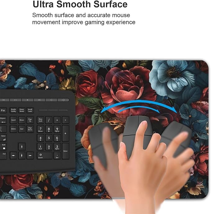 35.4 x 15.7 in, Waterproof XXL Large Mouse Pad for Desk, Extended Keyboard Mouse Mat for Computer Office, Big Laptop Mouse pad, Gaming Pc-Vintage Chic Rose Flowers