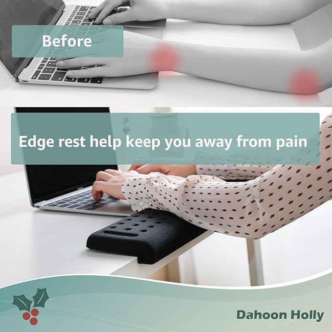 L-Shaped Desk EdgeRest, 2-Piece Set, Plam & Wrist & Forearm & Elbow Comfort Support for Table or Desk Edge, Non-Slip, Memory Foam Padding, Ergonomic Design, Separate Design (11.8 * 3.9 inch)