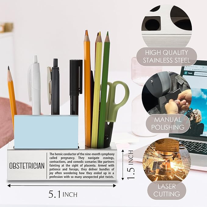 Obstetrician Definition Gifts for Women, Men, Obstetrician Desk Decor Stainless Steel Pen Pencil Holders WCC50