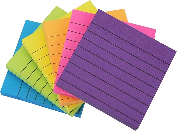 Nicunom 30 Pack Lined Sticky Notes 3x3 in, 3000 Sheets Bright Ruled Post Stickies Colorful Sticky Note Pads Super Sticking Power Memo Pads for Office Home School, 100 Sheets/Pad
