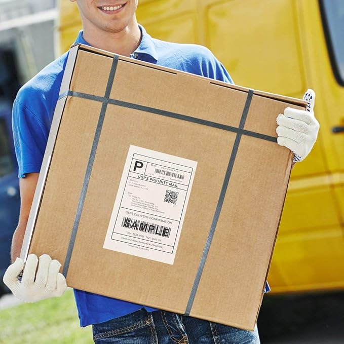 MFLABEL Fanfold 4" x 6" Direct Thermal Labels White Perforated Shipping Labels (10 Stacks)