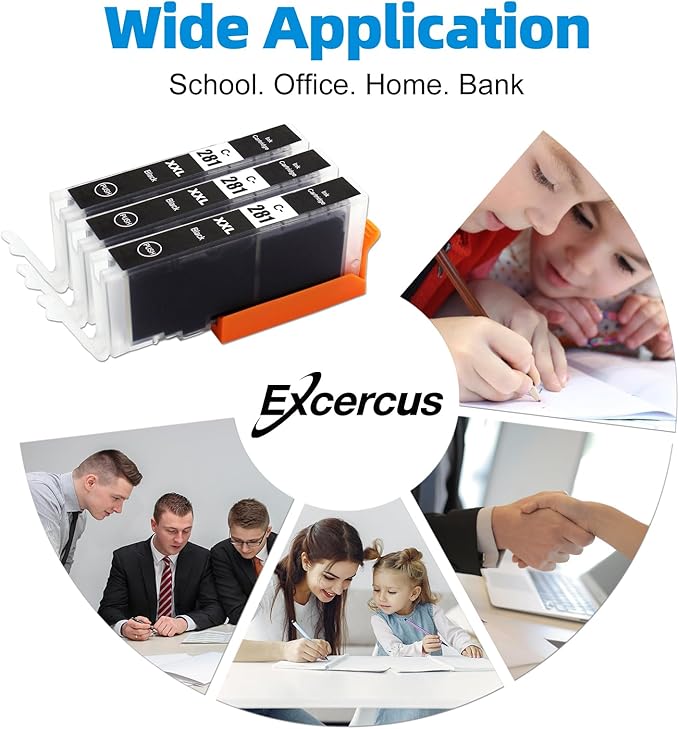 Compatible Ink Cartridge Replacement for Canon 280 281 CLI 281 CLI-281 XXL (3 Black) for Pixma TS702 TS6120 TS6220 TS6320 TR7520 TR8520 TS9520 TS9521C TS8220 TS8322