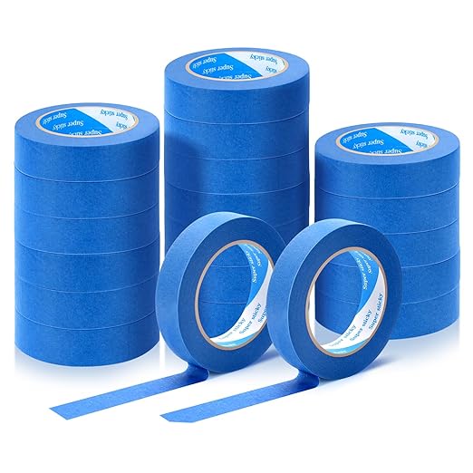 Blue Painters Tape, 20 Rolls Paint Tape 1 Inch Wide (0.98 in. x 55 Yds) Blue Masking Tape Protects Surfaces, Painter's Tape for Indoor and Outdoor Use, Easy Removal (20PCS)