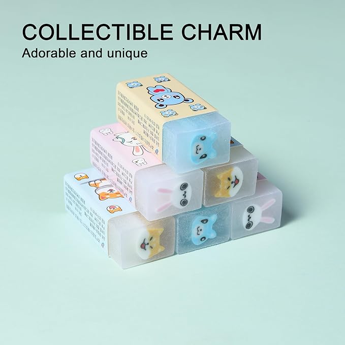 18Pcs Cute Animal Erasers for Kids Bulk, Kawaii Fun Pencil Jelly Erasers for School Classroom Supplies Prize Gifts Party Favors