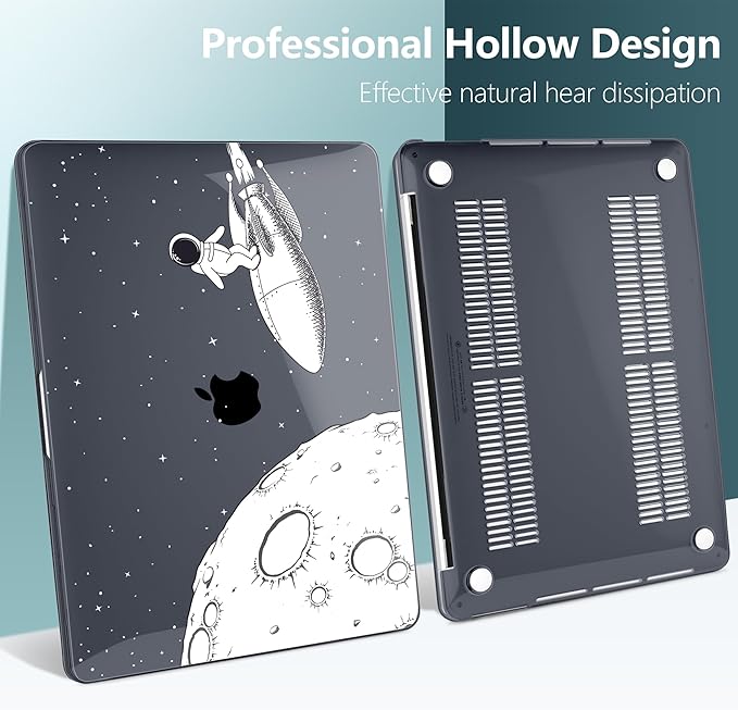 TWOLSKOO Compatible with MacBook Pro 13 inch Case 2023-2016 A2338 M2/M1 A2251 A2289 A2159 A1989 A1706, Plastic Hard Shell Cover & Keyboard Skin & Screen Protector, Flying Astronauts
