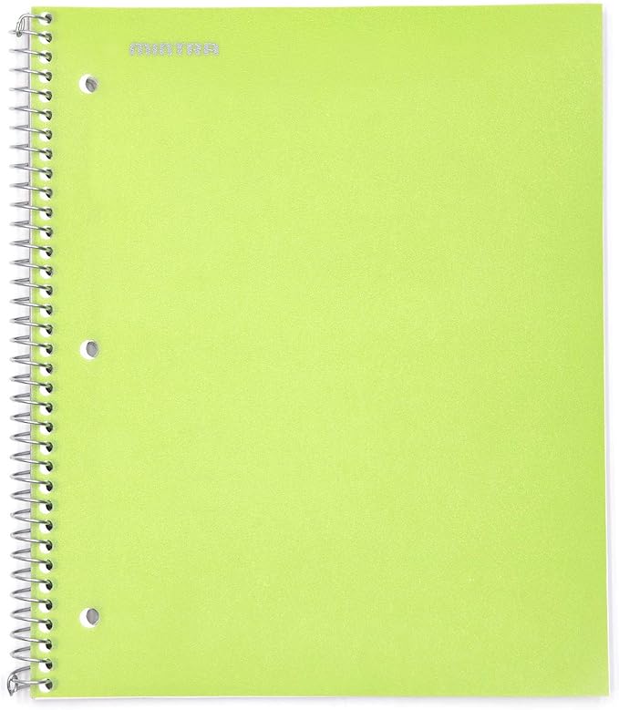 Mintra Office Durable Spiral Notebooks, 1 Subject, (Green, Wide Ruled 3 Pack), 100 Sheets, Poly Pocket, Moisture Resistant Cover, Strong Chipboard back, For School, Office, Business