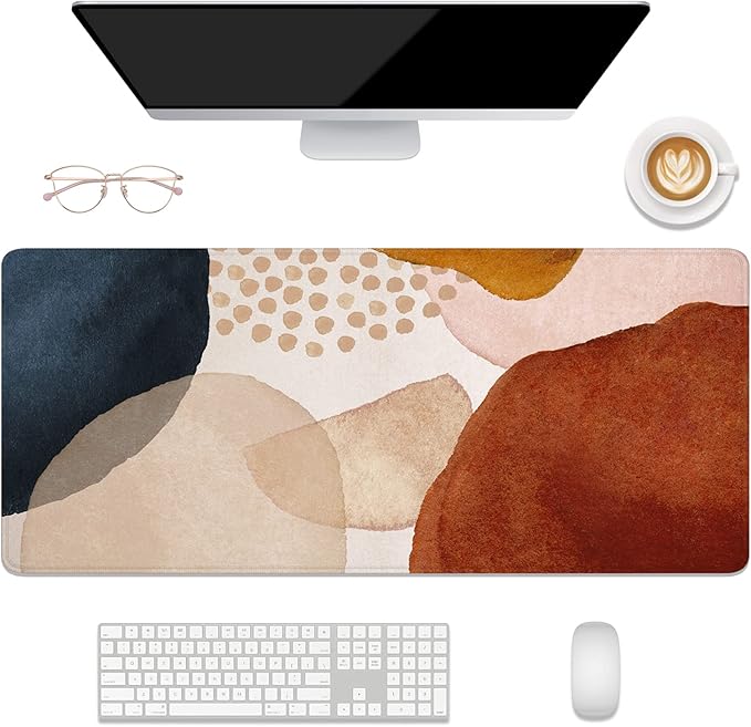 Desk Mat, 32" x 12" XXL Extended Large Gaming Mouse Pad, Desktop Decor Desk Pad, Cute Men Women Office Supplies and Accessories, XL Mouse Mat for Laptop & Keyboard, Modern Abstract Art