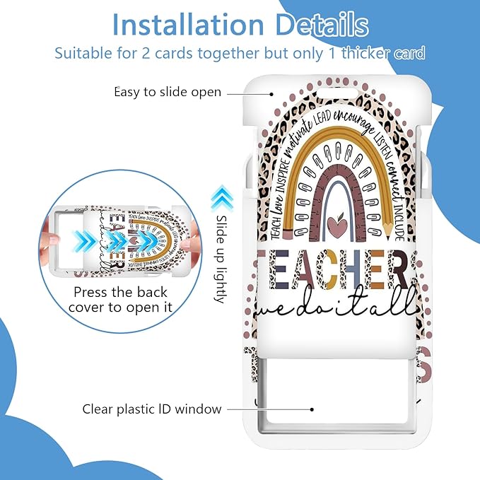 Teacher Lanyards for ID Badges, ID Badge Holder Retractable Lanyard, Rainbow ID Holder with Badge Reel Clips, Keychain Name Tag ID Card Holder Work Women Doctor Office