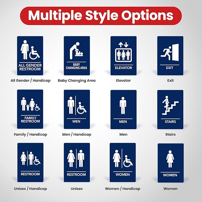 Promot Exit Sign – ADA Braille Exit Sign for Business, Self-Adhesive, 9" x 6", Commercial Door Signage, Office Wall Decor - Blue