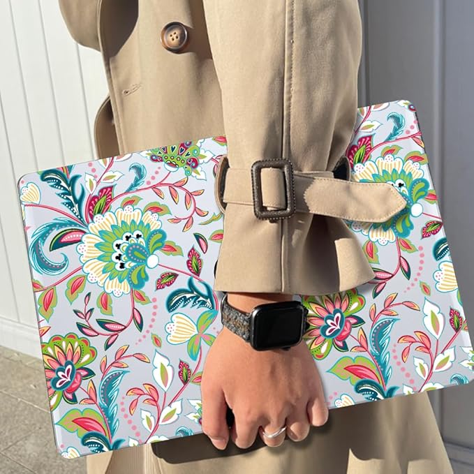 Compatible with MacBook Air 13.6 inch Case 2025 2024 2023 2022 Release M4 A3240 M3 A3113 M2 A2681 Touch ID, Printed Pattern Plastic Hard Shell Cover for Mac Air 13.6 M4, Paisley Flowers