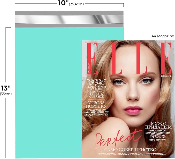 Fuxury Poly Mailers 10x13 100 Pcs Teal Shipping Envelopes, Self-Sealing Envelopes, Boutique Custom Bags, Enhanced Durability Multipurpose Envelope, Keep Items Safe & Protected