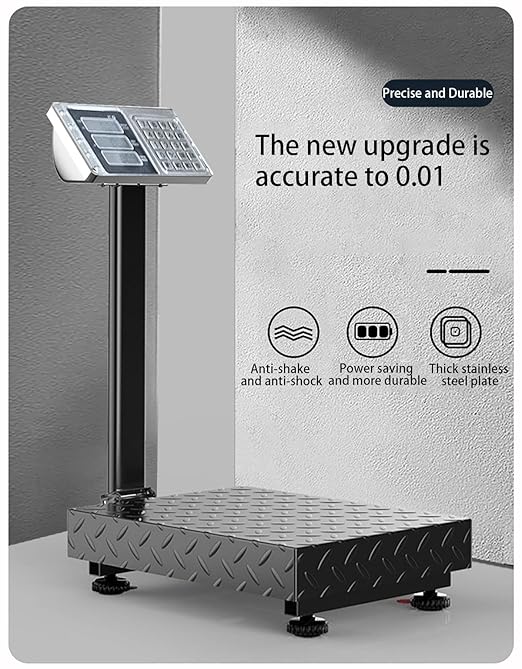 Industrial Platform Scale 660lb Floor Weight Computing Postal Scale Digital Large Scale LB/KG Perfect Foldable for Postal Luggage Shipping Mailing Weighing Double-Sided Display