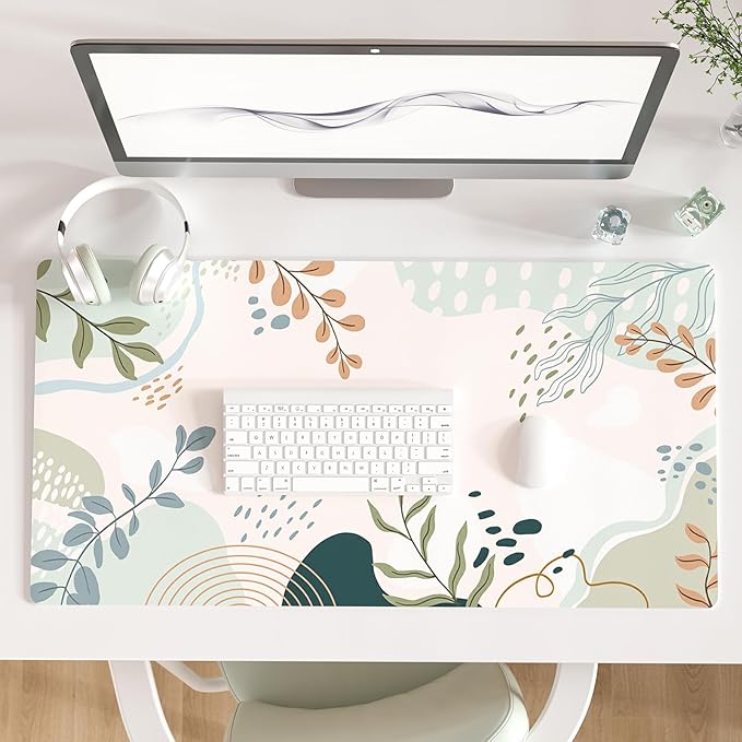 Colorful Star Large Mouse Pad, Green Pink Waterproof Desk Mat, Abstract Boho Double Sided Computer Gaming Mouse Pad, XXL Full Desk Mousepad Non Slip Desk Pad for School Office Home 31.5" x 15.7"
