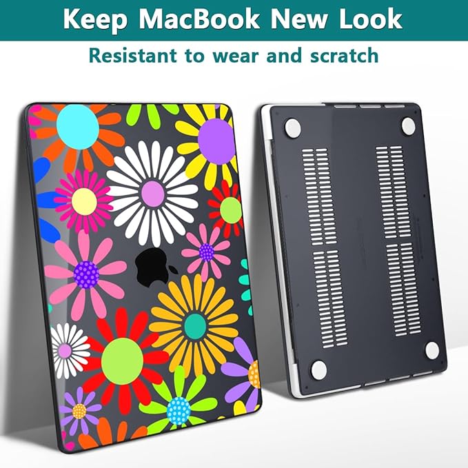 Teryeefi Case for MacBook Pro 16 inch M4/M3/M2/M1 Pro Max 2025-2021 Release (A3403/A3186/A2991/A2780/A2485), Laptop Hard Shell&Keyboard Cover&Screen Protector&Type C Adapter, Abstract Flowers A001