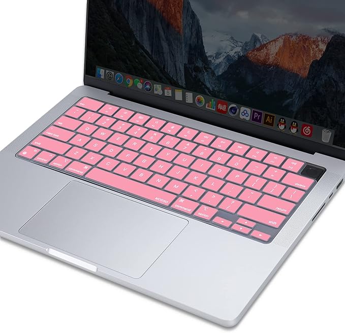 MOSISO Keyboard Cover Skin Compatible with MacBook Air 15 inch M3 A3114 M2 A2941/Air 13.6 A3113 A2681/Pro 14/16 M4 M3 M2 M1, Pink