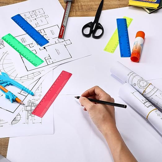 Zonon 500 pcs Rulers Bulk Plastic Flexible Straight Rulers with Inches and Centimeters First Day of School Gift for Students Back to School Office Supplies (Opaque Bright Color,6 Inch)