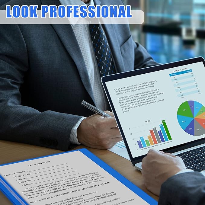 Teling 48 Pcs Clear Front Report Covers with Prongs Plastic Presentation Folders 3 Prong Resume Portfolio Folder for School(Blue)