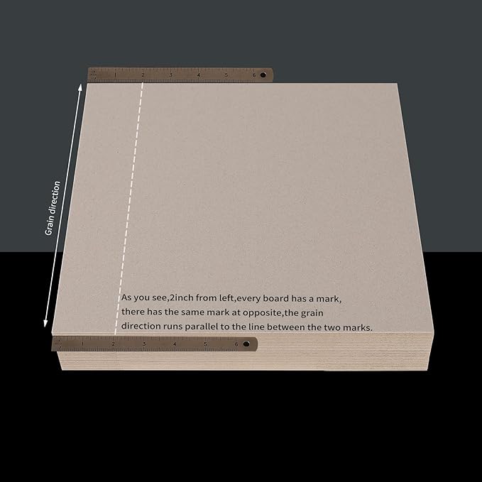 25 Pcs Book Board, Binder Board, Cover Board, Heavy Duty Chipboard for Book Binding, DIY Cardboard (Gray, 12 x 12 Inch 80PT)