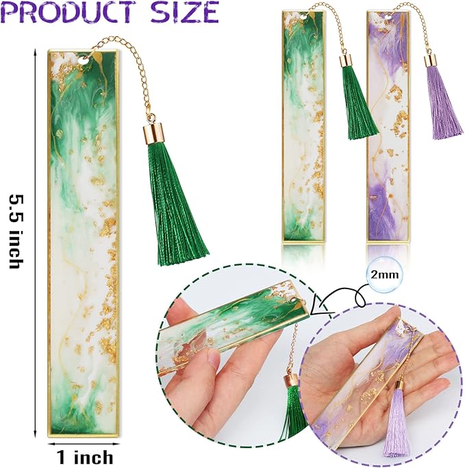 Kaluofan 2PCS Book Marks for Women, Durable Handmade Resin Bookmarks for Mothers, Teachers, Students and Book Lovers on Mother's Day, Teachers' Day, Christmas