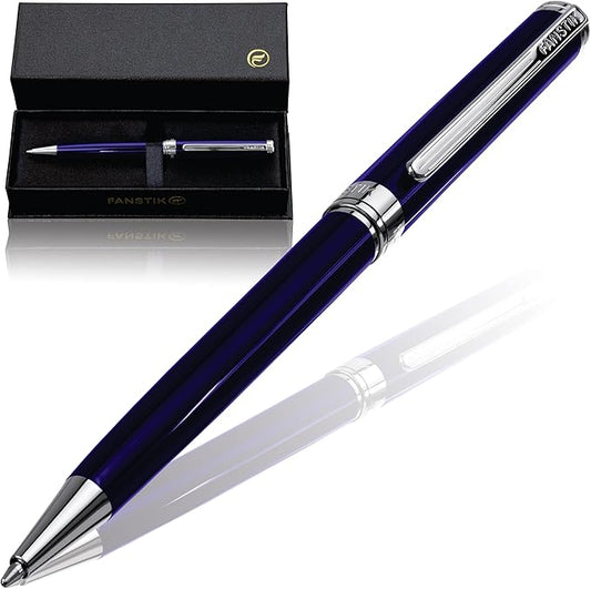 Blue Luxury ballpoint Pen (Made In USA) fancy gift set for women, Chrome Finish, Professional executive pen gift set for men (Lux BallPoint Blue)