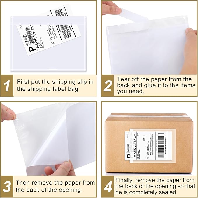 AZUREAL 100PCS Shipping Label Sleeves, 7.5" x 5.5" Packing Slip Pouches, Packing List Envelopes/Shipping Label Envelopes for Mailing, Packing List, Packaging, Protective Documents