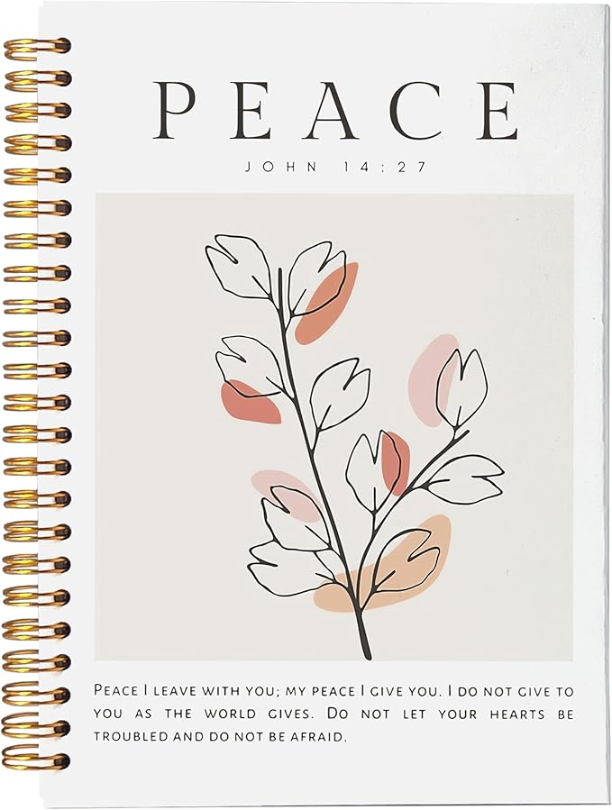 VNWEK Bible Christian Notebook Journal - Christian Notebook for Women, Christian Journals for Writing Women, Boho Notebook, Notebook Spiral Bound with, John 14 27 Writing Pads