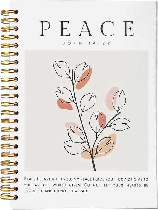 VNWEK Bible Christian Notebook Journal - Christian Notebook for Women, Christian Journals for Writing Women, Boho Notebook, Notebook Spiral Bound with, John 14 27 Writing Pads
