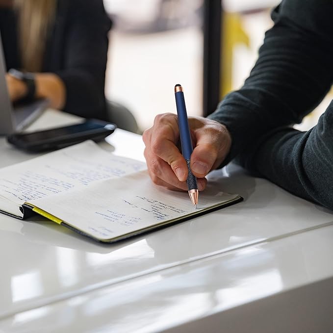 Linbsunne Black Gel Pens 0.7mm Medium Point Pen Office Pens 2-in-1 Stylus Pens for Touch Screens Gel Ink Rollerball Pens for Writing (18 Pack-blue)