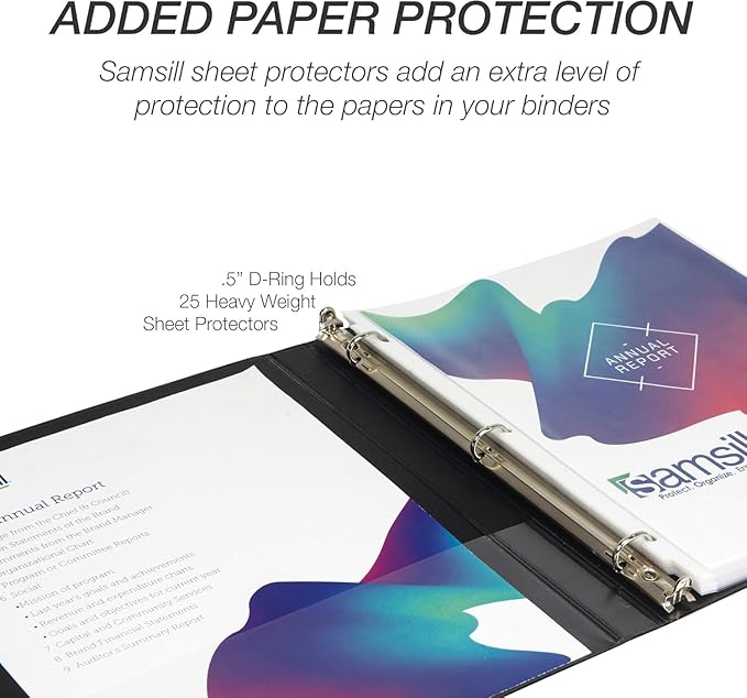 Samsill Durable 0.5 Inch Binder, Made in The USA, D Ring Binder, Customizable Clear View Cover, Black, 24 Pack, Each Holds 125 Pages