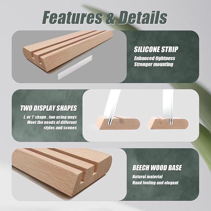 Acrylic Sign Holder 8.5 x 11 with Combined L and T-Shaped Wood Base,High Transparency Table Card Stand for Advertisements, Menu, Picture,Honor Certificates or other Flyers(3 packs)