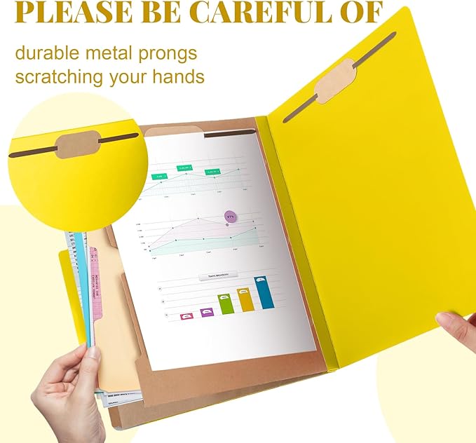 Skyygemm 24 Pcs Classification Folders Letter Size, 2 Pocket Dividers Pressboard File Folder with Fasteners, Expanding File Organizer Bulk for Teachers, Clergy, Office, Church, Christmas (Yellow)