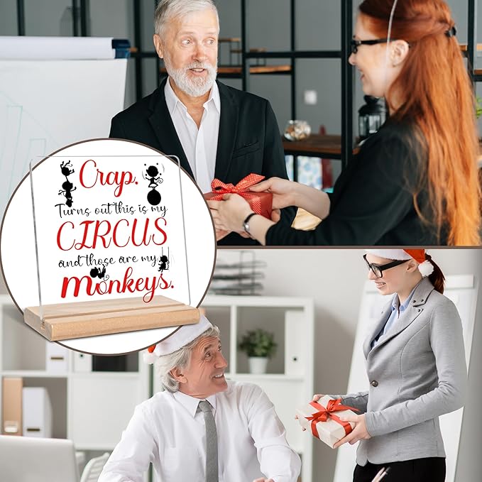 Funny Boss Day Gifts for Women Men, Crap This is My Circus Those are My Monkeys Acrylic Decorative Sign, Boss Appreciation Gifts for Manager, Dad, Mom, Grandparents
