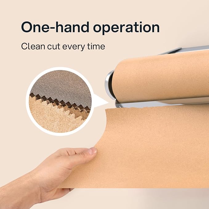 Kenley Butcher Paper Dispenser - Large Holder and Cutter for Wrapping Butcher Craft Freezer Paper Roll 18 Inch - Wall Mount or Tabletop - Carbon Steel Non-Slip Cutter with Serrated Blade - Easy to Use