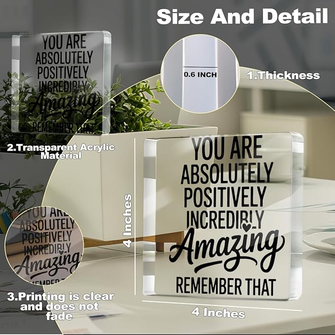 Inspirational Gifts for Women, Cheer up Gifts for Women Friend Birthday Christmas Graduation, Encouragement Acrylic Sign, Desk Decorative Signs for Home Office Living Room