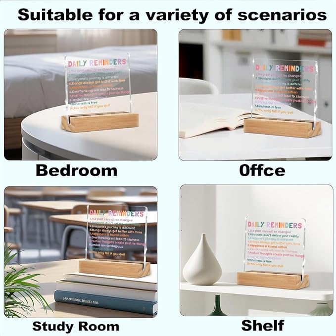 Inspirational Motivational Gifts Employee Appreciation Gifts Little Reminders You are Enough Clear Desk Decorative Sign Acrylic Sign With Wooden Stand for Office Table Shelf Decor Desk Accessories