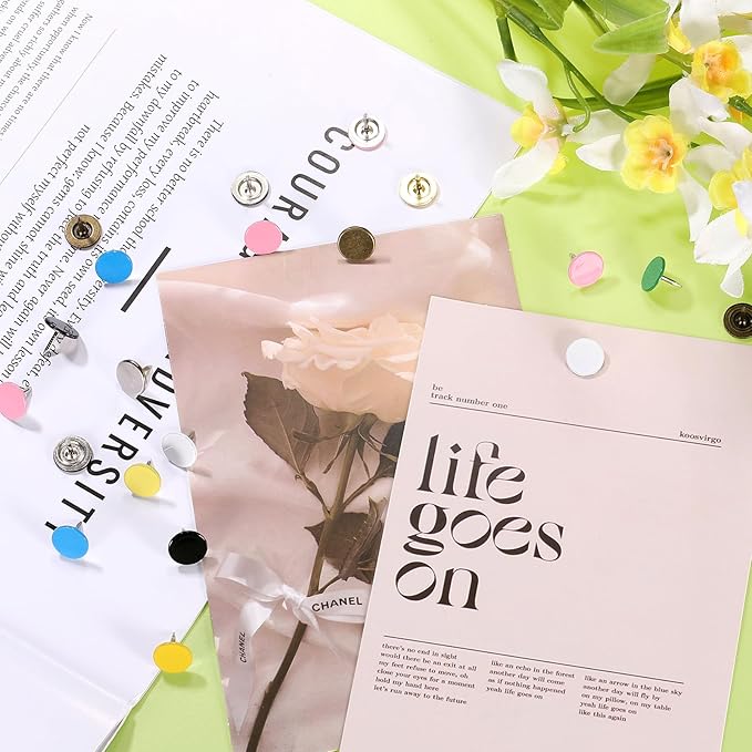 uxcell 100Pcs Upholstery Tacks, 11mmx10mm Flat Head Thumb Tack Decorative Furniture Nails Push Pins for Furniture Sofa Headboards, Pink