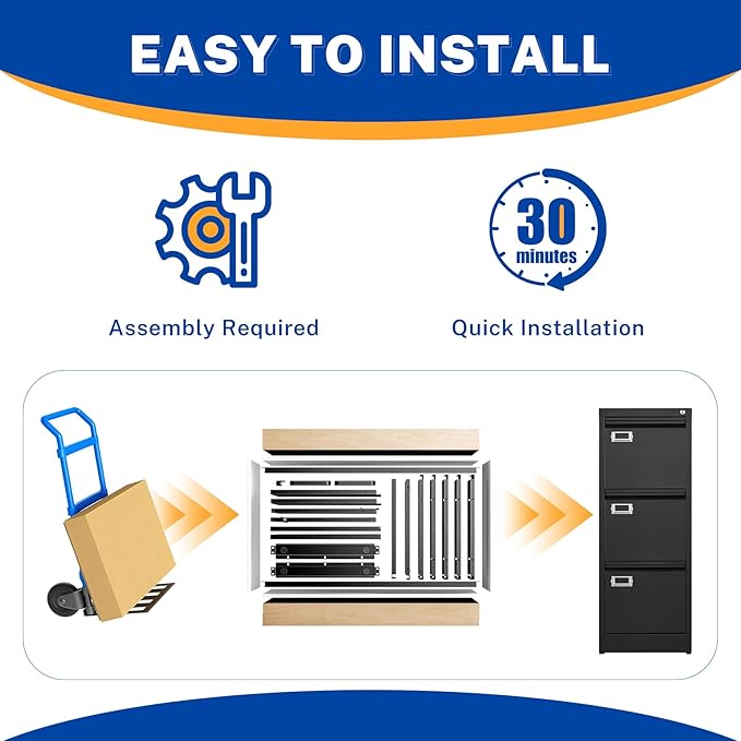 3 Drawer File Cabinet with Lock Metal Vertical File Cabinet Office Home Narrow File Cabinet for A4 Legal/Letter Size,Assembly Required (Black, 3 Drawers-Vertical)
