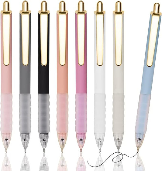 Pens Ballpoint Black Ink 1.0 mm Pen Medium Point Smooth Writing for Journaling Office Supplies Cute Pen for Women Men, 8 Pcs