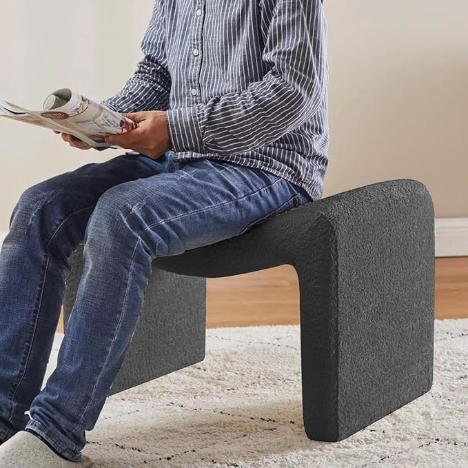 Small Footstool Ottoman, Multi-Functional Modern Foot Stool, Sofa Footrest Extra Seating for Living Room, Entryway, Hallways and Bedrooms, Small, Dark Gray