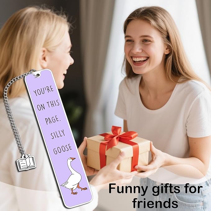 Funny Bookmarks - Cute Silly Goose Bookmarks for Women Men, Funny Book Marks for Reading Women Adults, Stocking Stuffer for Kids Teens, Christmas Birthday Silly Goose Gifts for Book Lovers Bookish