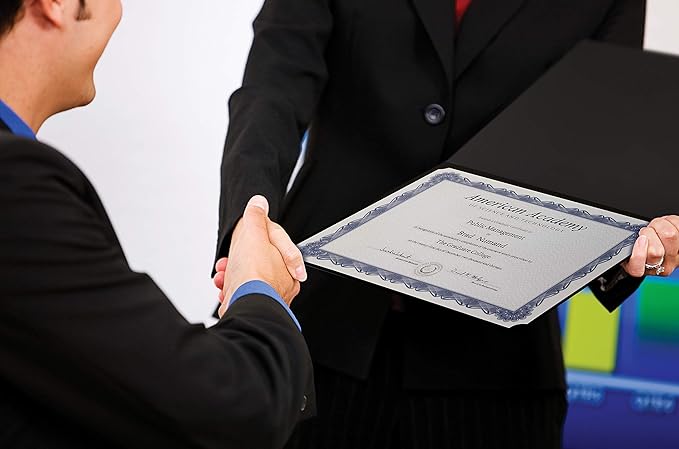 Better Office Products 25 Pack Black Certificate Holders, Diploma Holders, Document Covers with Gold Foil Border, for Letter Size Paper, 25 Count, Black