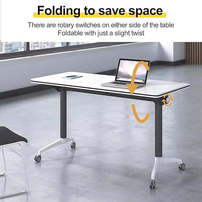 Conference Room Table with Flip-Top Design for Dynamic Meetings, Business Table Computer Desk with Heavy-Duty Frame,Foldable Seminar Meeting Tables for Home Office (4, E, 55.1IN)