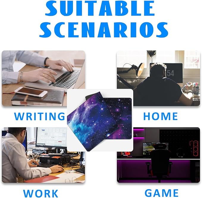 Desk Mat, Galaxy Nebula Universe Space Extended Gaming Mouse Pad Large, Big Mouse Pad with Non-Slip Base and Stitched Edge, Long Computer Keyboard Mouse Mat for Home Office