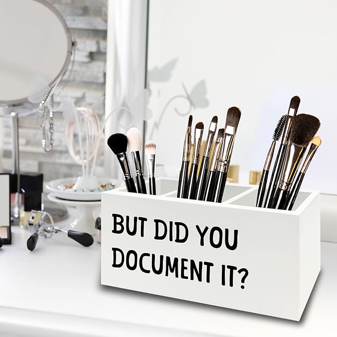Funny But Did You Document It Pen Pencil Holder Organizer for Desk, HR Human Resources Gifts, Office Humor Gifts, Funny Wooden Box Sign for Office Workplace Desk Tabletop Decorations