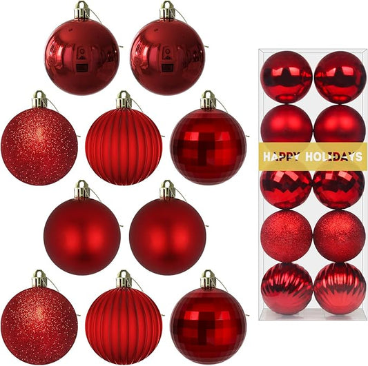 Rose Red 3.2" Large Christmas Balls - Christmas Tree Decoration Ornaments Shatterproof Hanging Balls for Birthday Halloween Holiday Wedding Decorations Set of 10pcs