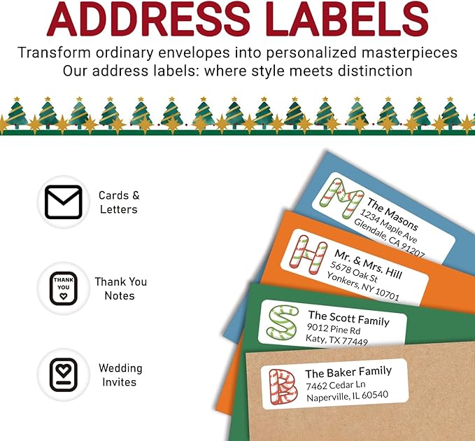 Personalized Return Address Labels - Custom Address Labels with Monogram (Candy)