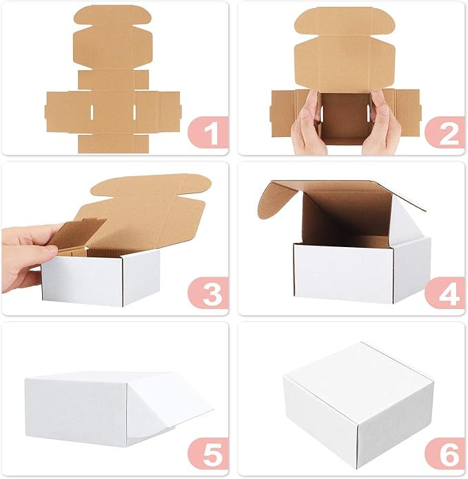 Eupako 7x5x2 Shipping Boxes Small Corrugated Cardboard Box - 25 Pack White Mailing Boxes for Packaging Small Business, Mailer Box