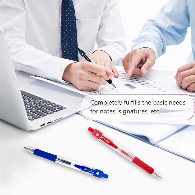 Red Ballpoint Pens with Rubber Grip，Fine(0.5mm) Point Retractable-Set of 48 Writing Pens for School Office