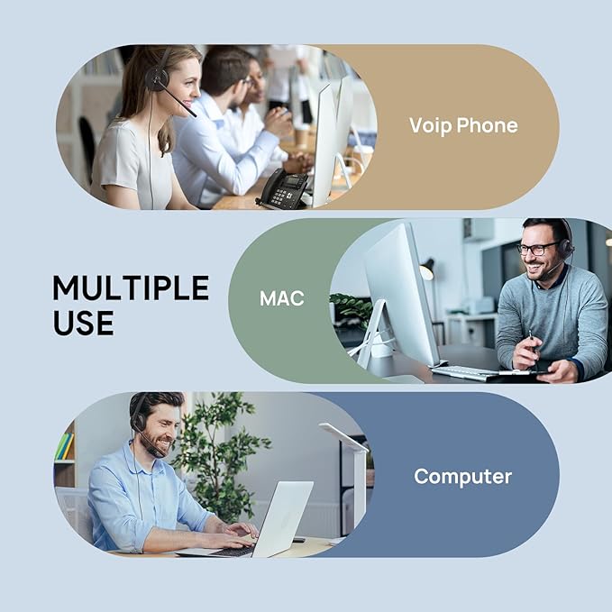 Yealink UH34 USB Headset with Noise Cancelling Mic, Work Headset for PC, Teams Certified Headphones for VoIP Phone Softphone, in Line Control